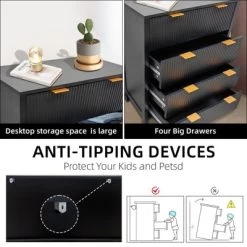 Fluted 4-Drawer Dresser, 30 Inch Large Modern Bedroom Closet Chest Of Drawers With Gold Handles -Garvee GUEST 5f442224 2cb2 41ce aab9 bf914e0b96c3