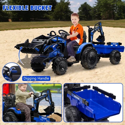 24V Kids Electric Car, 2 Seater Ride On Car For Kids, Excavator & Bulldozer, Electric Vehicle W/Trailer 6 24V Kids Electric Car, 2 Seater Ride On Car For Kids, Excavator & Bulldozer, Electric Vehicle W/Trailer - Image 4