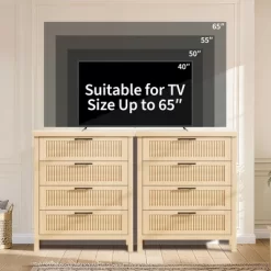 Fluted Drawer Dresser For Bedroom, Mid Century Modern Chest Of Drawers, Wooden Fluted Dresser Chest With Clothes Storage Cabinet, Oak & White 19 Fluted Drawer Dresser For Bedroom, Mid Century Modern Chest Of Drawers, Wooden Fluted Dresser Chest With Clothes Storage Cabinet, Oak & White -Garvee GUEST 605dcaa4 5b77 4a5b b036 08b4a04830a2