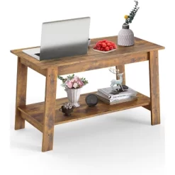 Coffee Table, Small Living Room Tables, 2-Tier Rustic Coffee Table For Living Room, Modern Farmhouse Rectangular Wood Table For Home 20 Coffee Table, Small Living Room Tables, 2-Tier Rustic Coffee Table For Living Room, Modern Farmhouse Rectangular Wood Table For Home -Garvee GUEST 6062fe7a f3ca 49cf a24b 55a087829de2