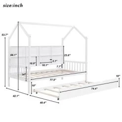 Solid Wooden Twin Size House Bed With Trundle, Storage Shelves, Kids Bed, No Box Spring Needed 9 Solid Wooden Twin Size House Bed With Trundle, Storage Shelves, Kids Bed, No Box Spring Needed -Garvee GUEST 609b3892 dd17 4da7 bcab ad4f4e996137
