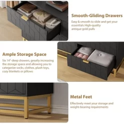 6-Drawer Dresser For Bedroom – Modern Wood Chest With Gold Metal Handles For Hallway, Entryway, And Living Room 14 6-Drawer Dresser For Bedroom – Modern Wood Chest With Gold Metal Handles For Hallway, Entryway, And Living Room -Garvee GUEST 61120989 34dd 4f4c 8c31 31438771327e