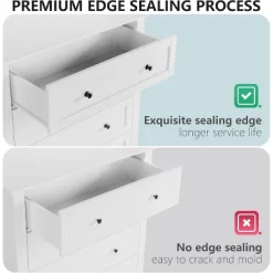 5 Drawers Dresser For Bedroom, Farmhouse Tall Wood Chest Of Drawers For Clothes, Big Storage Dressers Organizer With Gold Handles For Bedroom, White -Garvee GUEST 616d710d b342 4c06 a5b0 c6a1f0e6ed31