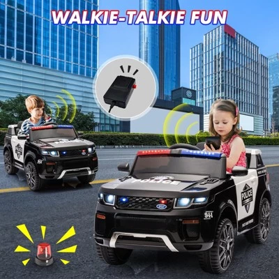12V Police Electric Ride-On Car For Kids, Remote Control, 66lbs Capacity, LED Lights, Megaphone, Music, Spring Suspension 8 12V Police Electric Ride-On Car For Kids, Remote Control, 66lbs Capacity, LED Lights, Megaphone, Music, Spring Suspension - Image 6