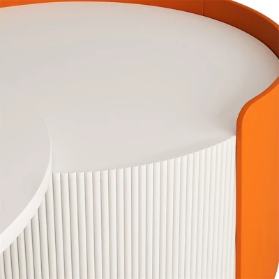 Nesting Coffee Table, Round Nesting Tables And End Tables For Small Space, Modern Side Tables With Extendable Sliding Tabletop, No Need Assembly 10 Nesting Coffee Table, Round Nesting Tables And End Tables For Small Space, Modern Side Tables With Extendable Sliding Tabletop, No Need Assembly - Image 8