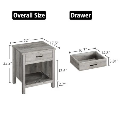 Whizmax Nightstands, Modern Bedside End Tables, Night Stands With Drawer And Storage Shelf For Living Room Bedroom, Gray 9 Whizmax Nightstands, Modern Bedside End Tables, Night Stands With Drawer And Storage Shelf For Living Room Bedroom, Gray - Image 7