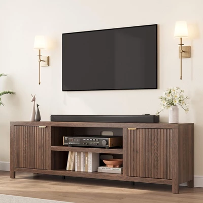 Garvee 70" TV Stand Entertainment Center With Storage, Fluted Door And Gold Handle, Wooden Media Console Cabinet For Living Room, Bedroom 9 Garvee 70" TV Stand Entertainment Center With Storage, Fluted Door And Gold Handle, Wooden Media Console Cabinet For Living Room, Bedroom - Image 7