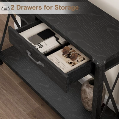 IDEALHOUSE Console Table With 2 Drawers, Farmhouse Entryway Table With Storage Shelf 7 IDEALHOUSE Console Table With 2 Drawers, Farmhouse Entryway Table With Storage Shelf - Image 5