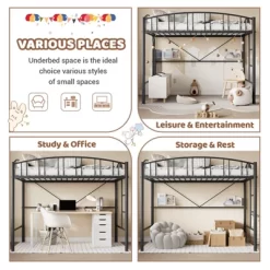 Garvee Loft Bed Twin Size, Heavy Duty Metal Loft Bed Frame With Arched Guardrail And Safety Ladder, Space-Saving, No Box Spring Needed, Black 19 Garvee Loft Bed Twin Size, Heavy Duty Metal Loft Bed Frame With Arched Guardrail And Safety Ladder, Space-Saving, No Box Spring Needed, Black -Garvee GUEST 6358ef92 e7a2 4fcc 8883 27d85cabfaf3