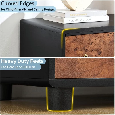 Modern Chest Of Drawers With Natural Texture, Curved Profile Design, Dresser TV Stand, Wood Drawer Organizer For Bedroom, Living Room, Natural Oak 5 Modern Chest Of Drawers With Natural Texture, Curved Profile Design, Dresser TV Stand, Wood Drawer Organizer For Bedroom, Living Room, Natural Oak - Image 3