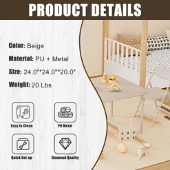 Garvee 3-Piece Boys And Girls Folding Set, Table And Chairs W/PU Cushion, No Assembly, For Eating/Reading/Playing, Beige 9 Garvee 3-Piece Boys And Girls Folding Set, Table And Chairs W/PU Cushion, No Assembly, For Eating/Reading/Playing, Beige -Garvee GUEST 65202fb2 7e17 422f acbd e6e79780375d