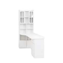 L Shaped Computer Desk With Hutch, Office Corner Desk With Drawer & Bookshelf, Wood Table Writing Desk, Gaming Computer Desk For Study Room White -Garvee GUEST 6528ebce 9d49 4688 8148 9aaab6c4ddf5