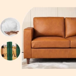 Whizmax 85" Leather Couch For Living Room, Modern Sofa Couches With Padded Backrest For Living Room, Bedroom, Office, Orange 11 Whizmax 85" Leather Couch For Living Room, Modern Sofa Couches With Padded Backrest For Living Room, Bedroom, Office, Orange -Garvee GUEST 653cf894 ff4c 460d 90af 734e26e1191b