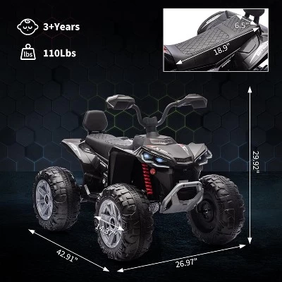 24V 2 Seater Electric ATV, Electric Car For Kids, Four-Wheeled Dirt Quad Car With Powerful Motor 6 24V 2 Seater Electric ATV, Electric Car For Kids, Four-Wheeled Dirt Quad Car With Powerful Motor - Image 4