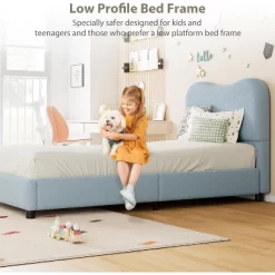 Twin/Full/ Queen Bed Frame With Cloud Boucle Upholstered Headboard, Low Profile Platform, Sturdy Wooden Slats, Noise Free, No Box Spring Needed -Garvee GUEST 656b81b7 13b1 48e8 89a4 aefd97afc0f9
