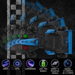 24V Kids Ride On Go Kart, 7.5mph Variable High Speed Drifting Car, 7ah Battery 200W*2 Motors, Power Display Racing Toy For For 6+ -Garvee GUEST 65c9486e f0b2 4b37 b52f 9089c2f286fb
