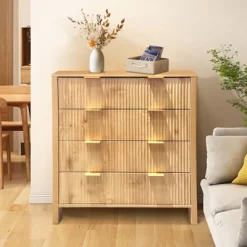 Fluted 4-Drawer Dresser, 30 Inch Large Modern Bedroom Closet Chest Of Drawers With Gold Handles -Garvee GUEST 65d55e1f eba8 4103 9fdd 5858f416948f