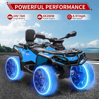 24V Kids Ride On Car, 2 Seater Licensed Can-Am Electric ATV Car For Kids, 4 Wheeler 4WD Ride On Electric Toy Car, Led, 3 Speeds 3 24V Kids Ride On Car, 2 Seater Licensed Can-Am Electric ATV Car For Kids, 4 Wheeler 4WD Ride On Electric Toy Car, Led, 3 Speeds