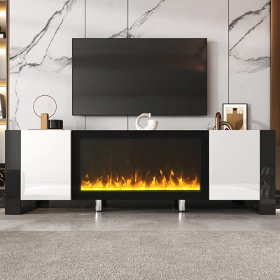 68" Fireplace TV Stand For TVs UP To 78", Electric Fireplace Media Entertainment Center, Modern TV Console Table With Storage For Living Room 12 68" Fireplace TV Stand For TVs UP To 78", Electric Fireplace Media Entertainment Center, Modern TV Console Table With Storage For Living Room - Image 10