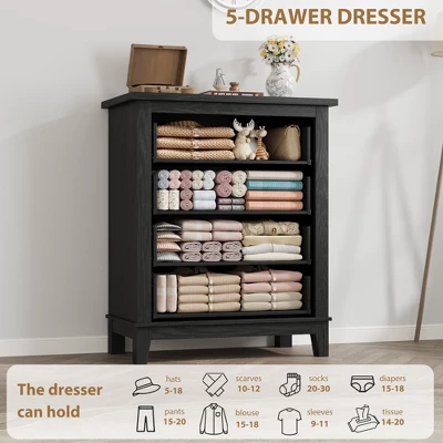 Garvee 4 Dresser For Bedroom, 34.8" Tall Drawer Dresser With Storage Freestanding, Wooden Closet Storage Chest For Living Room, Bedroom 7 Garvee 4 Dresser For Bedroom, 34.8" Tall Drawer Dresser With Storage Freestanding, Wooden Closet Storage Chest For Living Room, Bedroom - Image 5
