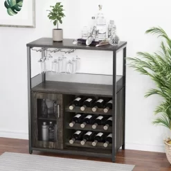 Whizmax Wine Bar Cabinet With Storage,Small Liquor Cabinet,Bar Cabinet With Glass Holder For Apartment,Bar,Kitchen,Dining Room,Home Decor -Garvee GUEST 6685d1ff eebf 4000 9707 40d654212125