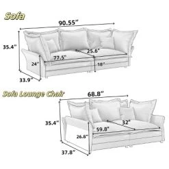 90.55" Modern Sofa Couch, Comfy Upholstered Deep Seat Sofa With Pillows, Convertible Loveseat For Living Room Bedroom Apartment Office -Garvee GUEST 66fbd176 3a20 4898 889e 522a85e02c73