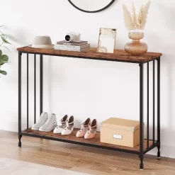 Console Table, Sofa Tables, Narrow Table With Glass Shelf And Metal Frame, Industrial 41.5" Behind Couch Table For Living Room, Entryway, Hallway -Garvee GUEST 67a7b465 61dc 4207 8bfe a22149d2982c