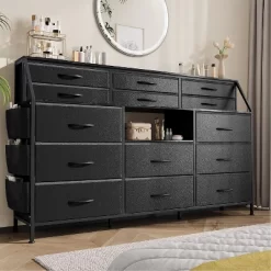 Dresser For Bedroom With 14 Drawers, 55" W Dresser With Side Pocket, Fabric Dressers & Chests Of Drawers With Shelves -Garvee GUEST 681c0759 257a 4e22 b477 e84333856678