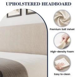 Bed Frame With Vertical Channel Headboard, Upholstered Bed Frame With Wood Slats 12 Bed Frame With Vertical Channel Headboard, Upholstered Bed Frame With Wood Slats -Garvee GUEST 6835950f 26e4 4e87 9de4 42910cb3a4a0