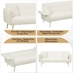 WhizMax Convertible Sofa Bed, Velvet Upholstered Futon Convertible Couch, Folding Sleeper Sofa Bed, Daybed Guest Bed For Living Room Bedroom -Garvee GUEST 683aceea 1e99 409b b737 1bc7bf7b236a