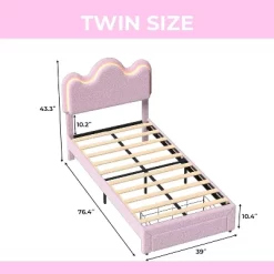 Twin/Full/Queen Bed Frame With Adjustable Upholstered Headboard And Storage Drawers, Princess Bed Frame For Kids, No Box Spring Needed, Easy Assembly -Garvee GUEST 68750c31 19b5 4078 ae84 26e9cf24dd12