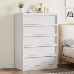 Garvee 5 Tall Wooden Drawer Dresser, Modern 5 Chest Of Drawers With Storage Freestanding, For Bedroom, Living Room, White -Garvee GUEST 688d1741 46fe 4847 a711 01fcaa46d2cd