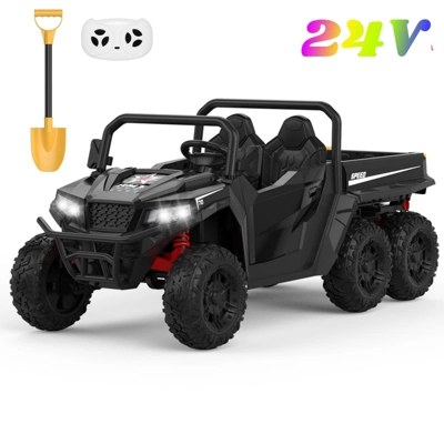 Garvee 24V 4WD 6-Wheel Ride On Dump Truck For Kids, 2-Seater Electric Truck With Remote Control, Motorized Dump Bed, Shovel, LED Lights & Music 14 Garvee 24V 4WD 6-Wheel Ride On Dump Truck For Kids, 2-Seater Electric Truck With Remote Control, Motorized Dump Bed, Shovel, LED Lights & Music - Image 12