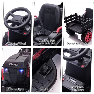 Garvee 12V Kids Ride On Tractor Toys With Trailer,Electric Vehicles Toy Tractor With Remote Control 5 Garvee 12V Kids Ride On Tractor Toys With Trailer,Electric Vehicles Toy Tractor With Remote Control - Image 3