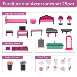 Wooden Dollhouse For Kids Doll House With Simulated Furniture Set Preschool Dollhouse Playset For Girls Birthday Xmas Gifts -Garvee GUEST 6939c016 e5ee 4d7d 85ad 8e2494f943ed