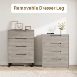 4 Dresser For Bedroom, 41.5" Tall Dresser, Freestanding Vertical Drawer Cabinet With Storage, Wooden Closet Storage Chest For Living Room, Entryway -Garvee GUEST 69768bf2 b8dd 41d9 b064 1b26abeac7f9