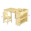 Garvee Kids Art Table And 2 Chairs--Craft Table With Large Storage Shelves,WarmYellow