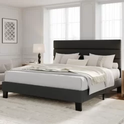 Bed Frame With Adjustable Headboard, Heavy Duty 1000lb Support, No Box Spring Needed, Dark Grey Upholstered Platform Base, Easy Assembly 19 Bed Frame With Adjustable Headboard, Heavy Duty 1000lb Support, No Box Spring Needed, Dark Grey Upholstered Platform Base, Easy Assembly -Garvee GUEST 6a244063 0bbe 4e4c 96f8 a3bcffd8f9e9