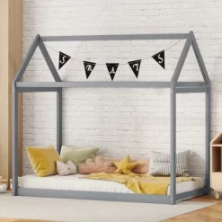 House Bed Frame With Roof, Twin Size Wooden House Bed Floor Beds, Fun Playhouse Bed Frames, For Kids Girls & Boys 12 House Bed Frame With Roof, Twin Size Wooden House Bed Floor Beds, Fun Playhouse Bed Frames, For Kids Girls & Boys -Garvee GUEST 6af9df84 539d 4ed6 899d ea084ff027d7