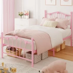 Garvee White Twin Bed Frame For Kids, Twin Bed Frame With Heart Shaped Headboard And Tailboard, Heavy Metal Slat Support, Noiseless -Garvee GUEST 6bbb6f08 c7eb 43ed b82c 46c27cfb43c8 1
