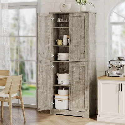 70" Tall Kitchen Pantry Cabinets With 2 Doors And 3 Adjustable Shelves, Freestanding Modern Storage Cabinet For Dining Room, Living Room 12 70" Tall Kitchen Pantry Cabinets With 2 Doors And 3 Adjustable Shelves, Freestanding Modern Storage Cabinet For Dining Room, Living Room - Image 10