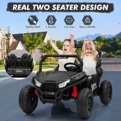 Ride On Car Utv, 24V 2 Seater, Off-Road Kids Electric Vehicles With Metal Frame, 3 Speeds For Boys And Girls