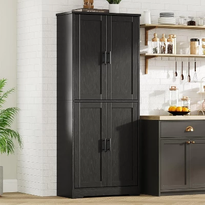 70" Tall Kitchen Pantry Cabinets With 2 Doors And 3 Adjustable Shelves, Freestanding Modern Storage Cabinet For Dining Room, Living Room 7 70" Tall Kitchen Pantry Cabinets With 2 Doors And 3 Adjustable Shelves, Freestanding Modern Storage Cabinet For Dining Room, Living Room - Image 5