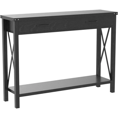 Farmhouse Console Table With 2 Drawers And Storage Shelf, Wood Sofa Table For Entryway, Living Room, Hallway, And Foyer 6 Farmhouse Console Table With 2 Drawers And Storage Shelf, Wood Sofa Table For Entryway, Living Room, Hallway, And Foyer - Image 4