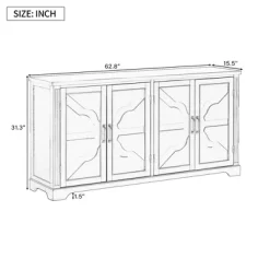 Country Style Wooden Sideboard With Pine Doors And Legs, 4 Metal Handles, For Hallway Entryway Living Room Dining Room -Garvee GUEST 6dad2304 c04f 4204 a9d7 ae6e87eae9d7