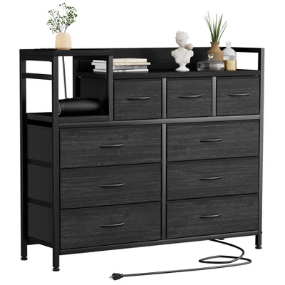 Dresser TV Stand With Power Outlet, Bedroom Dresser With 9 Drawers, Chest Of Drawers, Steel Frame Storage Closet For Living Room Hallway 8 Dresser TV Stand With Power Outlet, Bedroom Dresser With 9 Drawers, Chest Of Drawers, Steel Frame Storage Closet For Living Room Hallway - Image 6