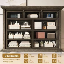 9-Drawers Dresser For Bedroom, Wooden Chest Of Drawer With Large Drawers & Metal Handles 12 9-Drawers Dresser For Bedroom, Wooden Chest Of Drawer With Large Drawers & Metal Handles -Garvee GUEST 6e2d3b51 4b5f 4ea5 8276 612b448ee066