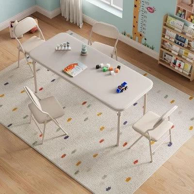 Boys And Girls Folding Table And Chairs Set Of 3, Portable Table And Chair With Pu Soft Cushion, Suitable For Eating, Reading And Playing 5 Boys And Girls Folding Table And Chairs Set Of 3, Portable Table And Chair With Pu Soft Cushion, Suitable For Eating, Reading And Playing - Image 3