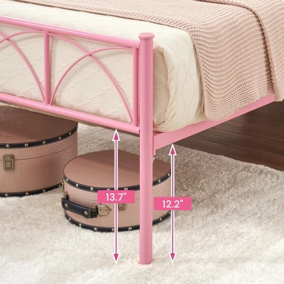 Twin Size Bed Frame With Headboard, Twin Bed Frame For Girls/Boys/Teens, Heavy Duty Metal Slat Support, No Box Spring Needed, Easy Assembly,Pink 5 Twin Size Bed Frame With Headboard, Twin Bed Frame For Girls/Boys/Teens, Heavy Duty Metal Slat Support, No Box Spring Needed, Easy Assembly,Pink - Image 3