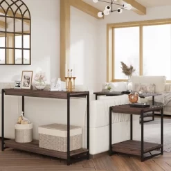 Whizmax 2-Tier Narrow Console Sofa Side Table For Entryway,Hallway,Living Room, 39.5in L X 13.7in W X 25.6in H -Garvee GUEST 7055533b c783 4dab 9c46 cb0d8bdce310